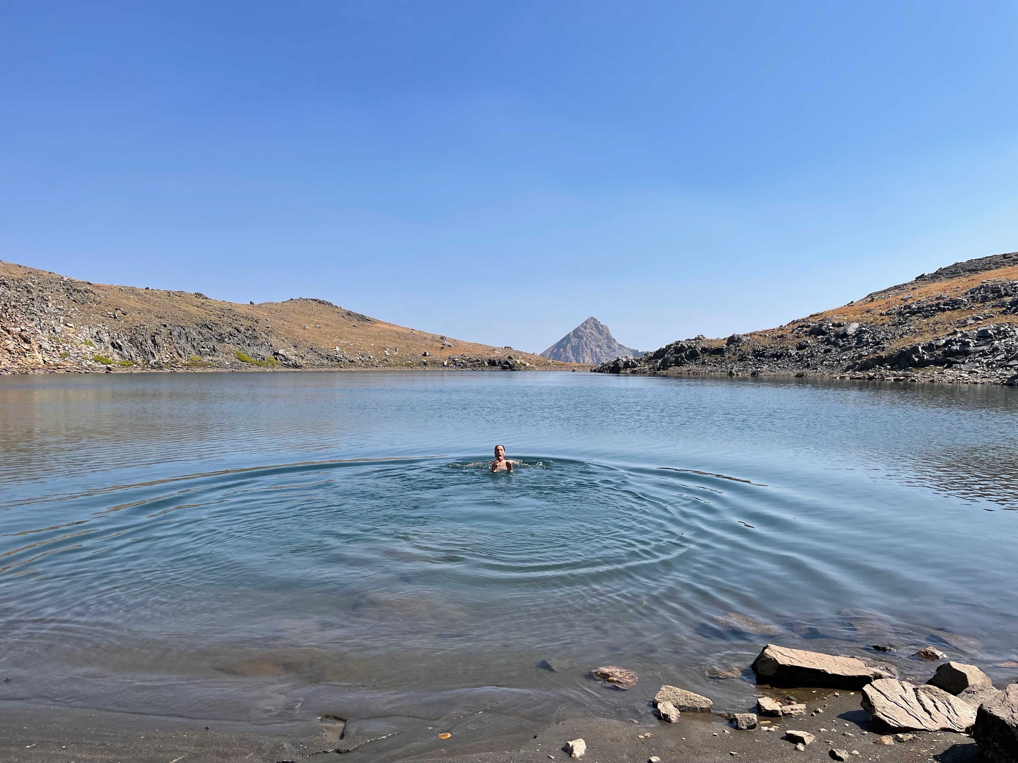 man in a pond